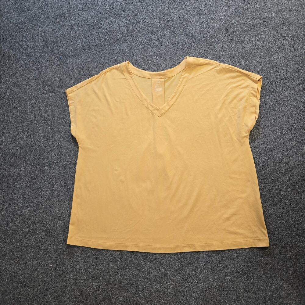 J Jill Top Womens Size XL Yellow Luxe Supima Pleat Back Short Sleeve Tee Casual